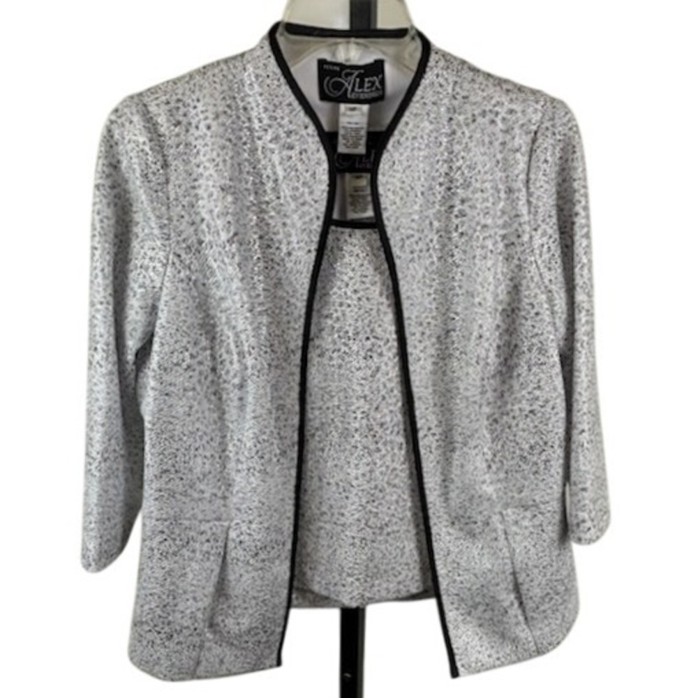 Alex Evenings Sparkle Twin Set Jacket Blouse Cami Holiday Size Petite Medium‎ MP